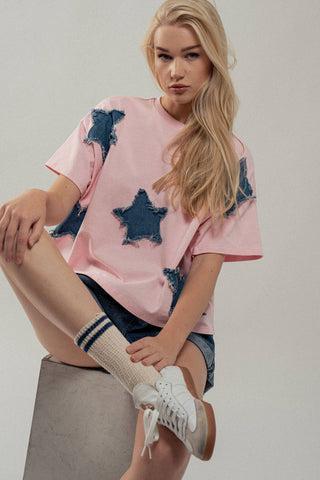 Distressed Denim Star Tee