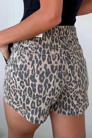 Leopard Denim Shorts