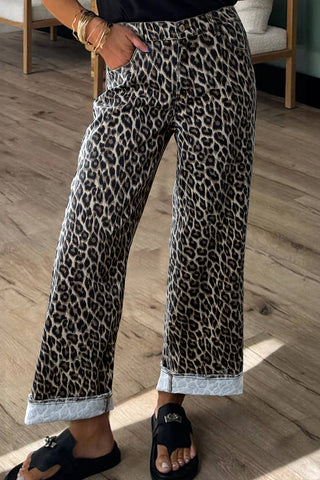 Leopard Straight Loose Leg Jeans