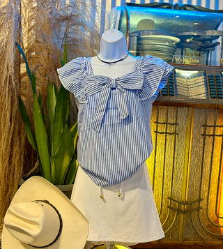 Blue Ruffle Blouse