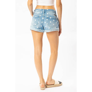 Med. Wash Polka Dot Shorts
