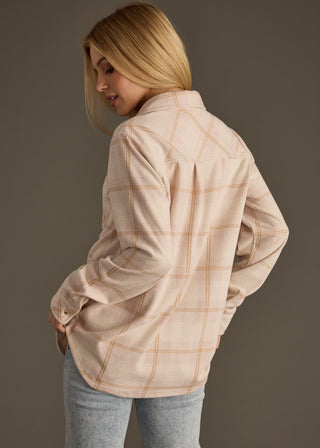 Pale Pink & Tan Plaid Button Up