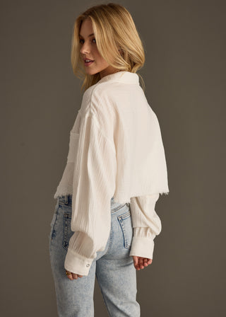 White Gauze Button Up