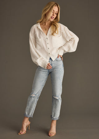 White Gauze Button Up