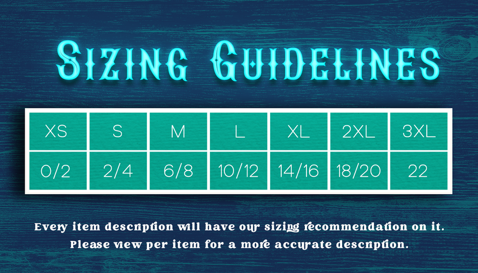 Sizing Guidelines – The Urban Cowgirl Boutique