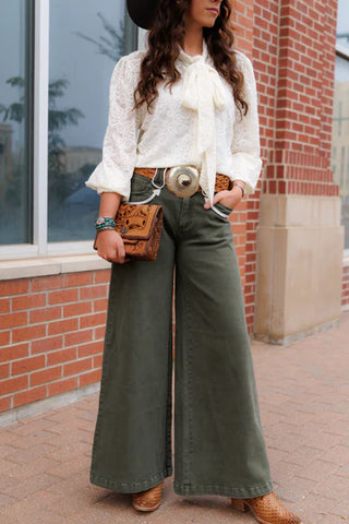 Olive Wide Leg Trousers