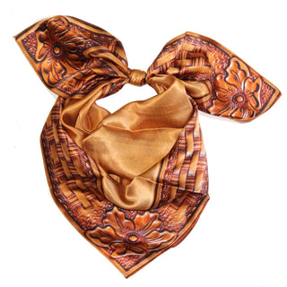 Tooled Leather Silk Wild Rag