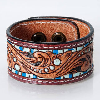 Blue Clear Sky Leather Cuff
