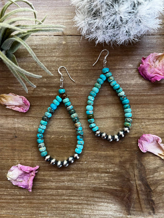 Exclusive rondelle turquoise earrings tear drop